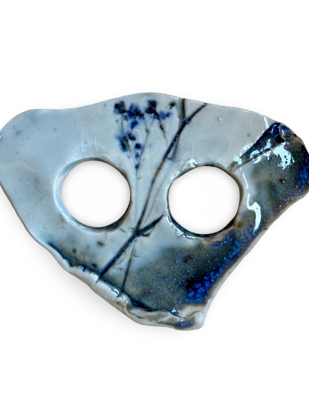 Handcrafted Ceramic Scarf Slide – Botanical Glaze Wearable Art  “ Winter’s Thaw”